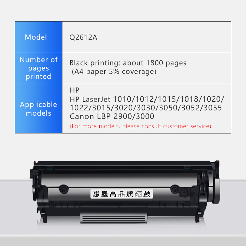 Huimo Q2612A 2612a Toner Cartridge Suitable For HP M1005 1020 Toner Cartridge Hp Q2612a 12a Toner Cartridge 1020plus 1010 1319 Crg303 Toner Cartridge